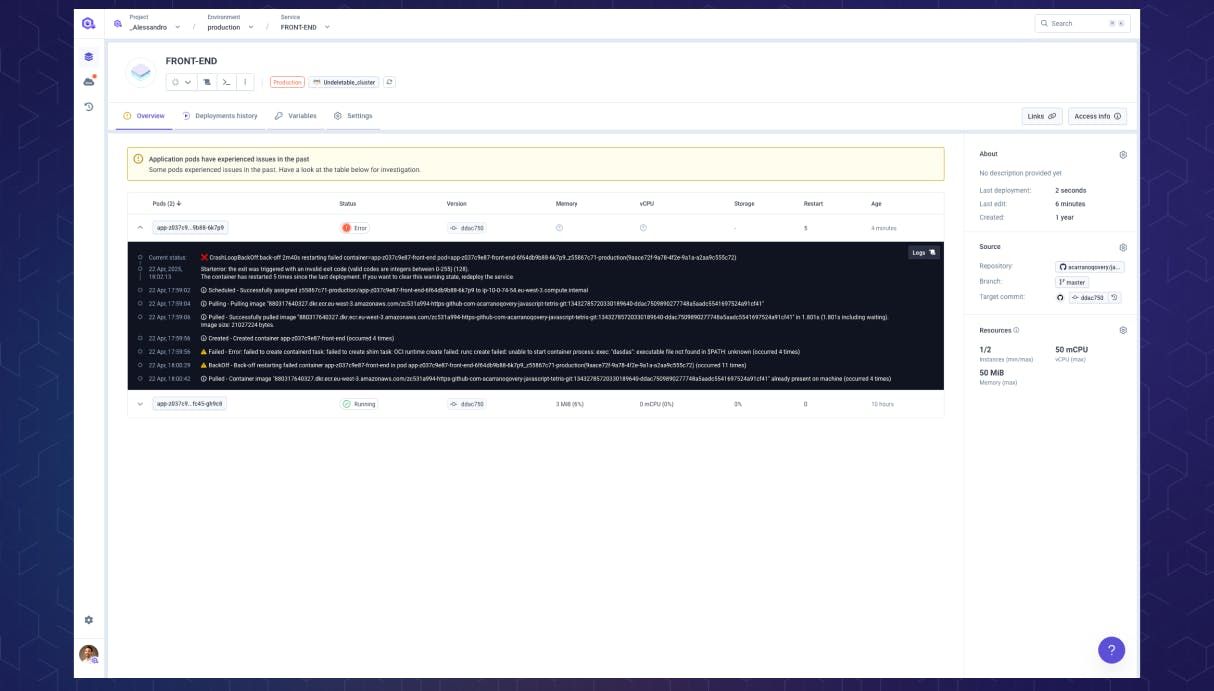 Kubernetes pod events