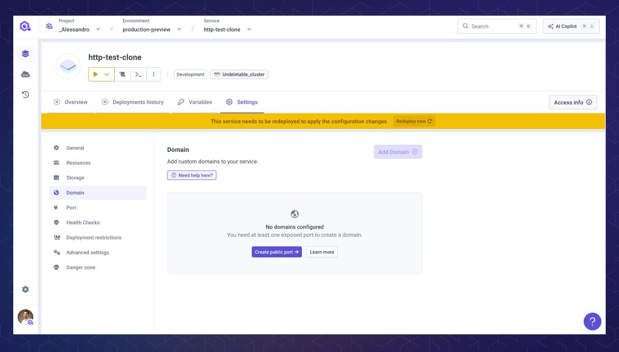 Public port mandatory for custom domain